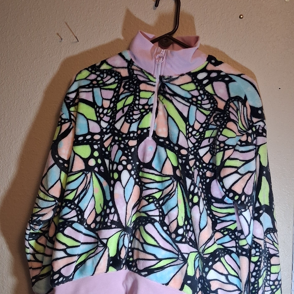 Justice Multicolor Butterfly Half-Zip Pullover 16/18 New With Tags 260774